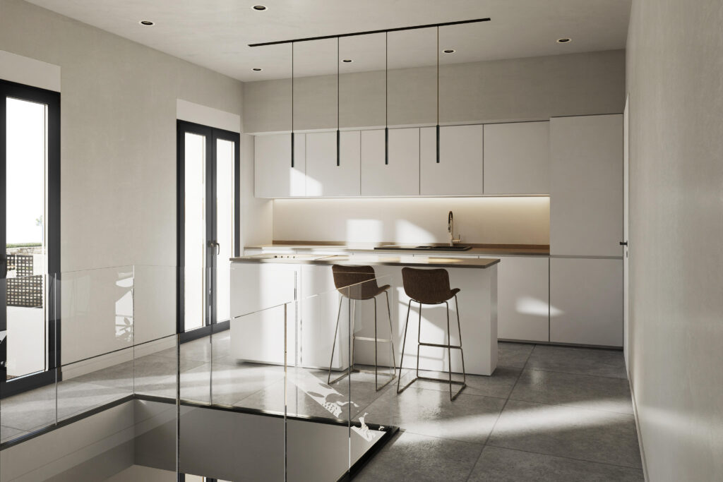 Cocina moderna amueblada y totalmente equipada en vivienda de obra nueva
